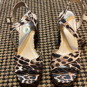Soda Leopard Print Strappy Heels